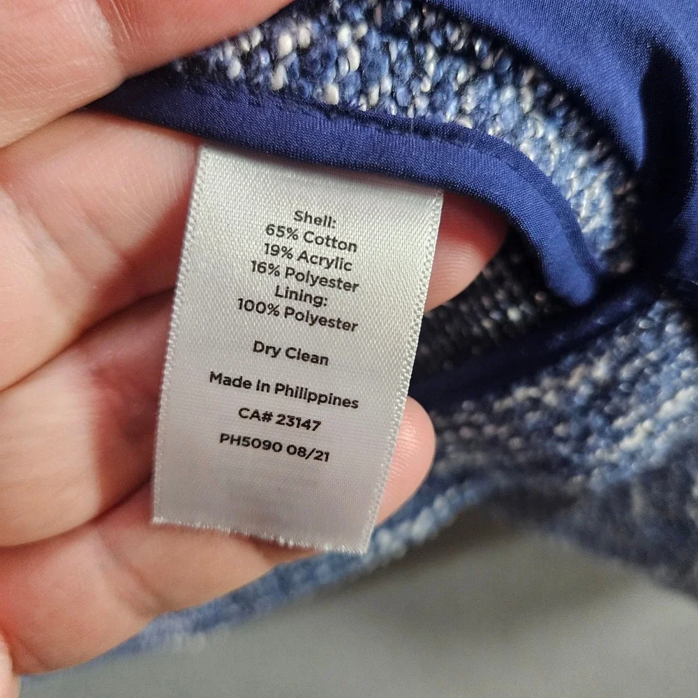 Talbots Womens Blue White Tweed Double Breasted Blazer‎ Jacket Size 6